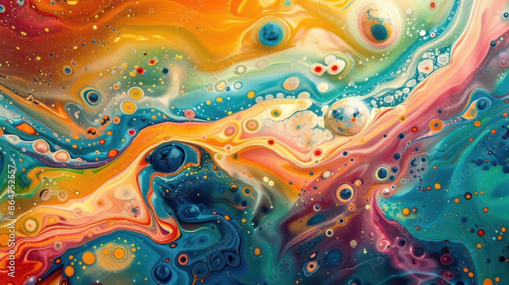 Poster a colorful painting with many different colors and shapes