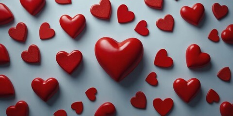 red Heart shapes for valentines day background.