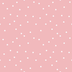 White heart on pink background seamless pattern