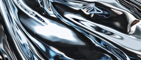 Panoramic close-up, high detail scan of chrome material, Generative AI