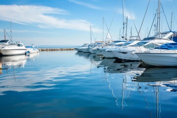 Luxury Yachts Docked in a Marina on a Sunny Day