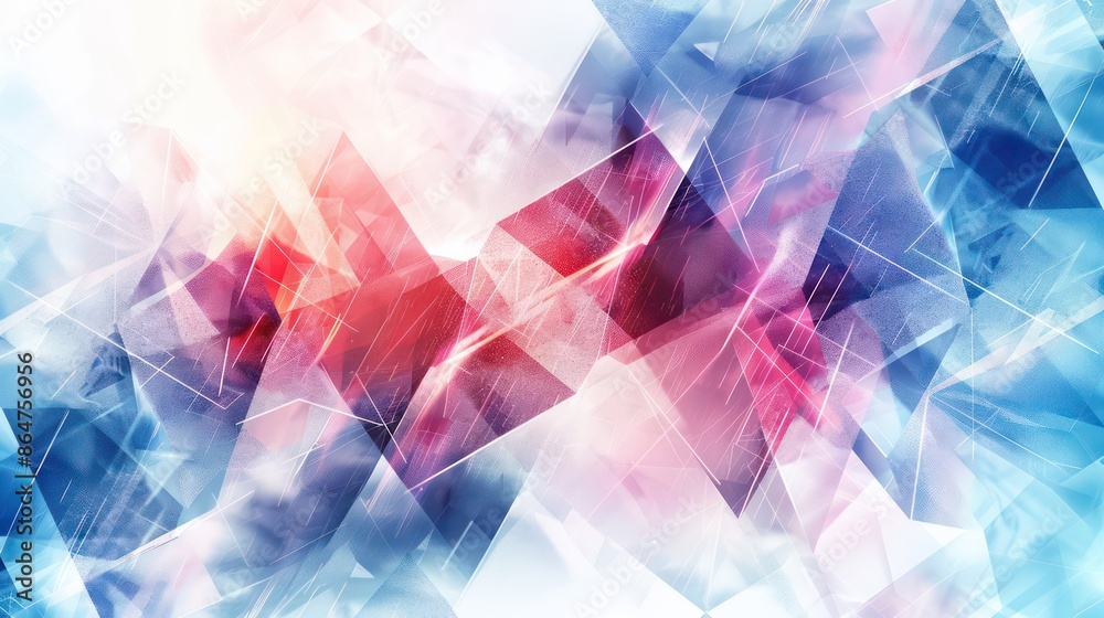 Poster a colorful abstract background with red, blue and white shapes