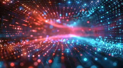 Fototapeta premium A colorful, abstract space with red, blue, and purple dots