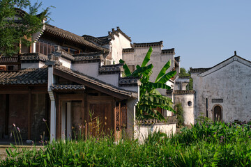 old traditional chinese style houses in village 