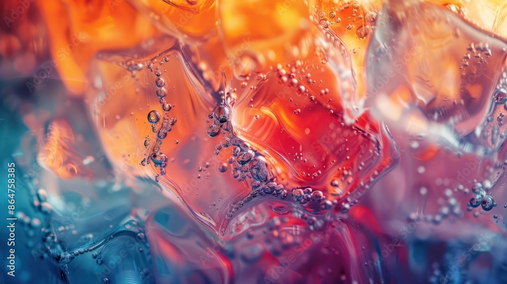 Poster a close up of ice cubes with water droplets on them