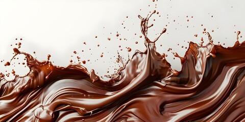 World Chocolate Day celebration Chocolate wave splash on white background. Concept Food Photography, Chocolate Art, Delicious Treats, Creative Presentation, World Chocolate Day