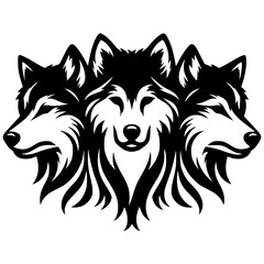 Silhouette of three wolf heads
