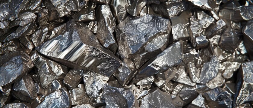 Panoramic close-up, high detail scan of nickel material, Generative AI