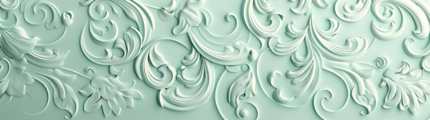 Mint wallpaper with ornate design in the style of a vintage pattern