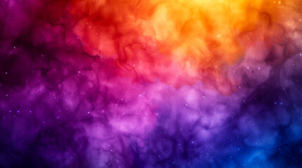 Watercolor illustration of a nebula explosion with vibrant purples and radiant amber, bright simple watercolour background 