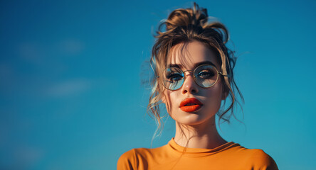 beautiful social media woman posing for the camera - copy space