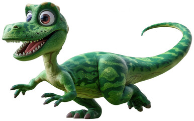Obraz premium green dinosaur with a big smile on its face, transparent background png
