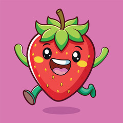 happy fun strawberry character sticker 