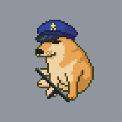 Fototapeta premium Police dog, pixel art meme