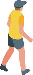 Obraz premium Young man walking away wearing casual clothes isometric illustration