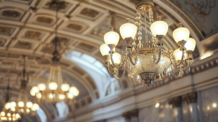 Obraz premium Ornate Metro Station Chandelier Close-Up