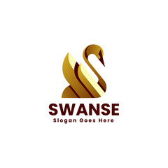 Vector Logo Illustration Swan Gradient Colorful Style