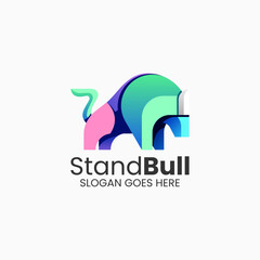 Vector Logo Illustration Bull Gradient Colorful Style