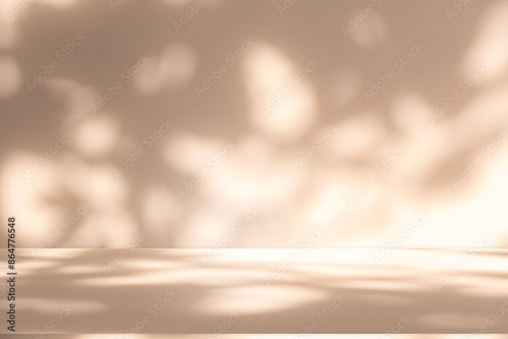Leinwandbilder wall interior background, studio and backdrops show products. with leaf shadow from window color bei
