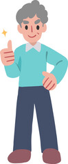 Fototapeta premium 元気なシニア男性がサムズアップしているイラスト