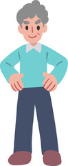 シニア男性が腰に手を当てているイラスト