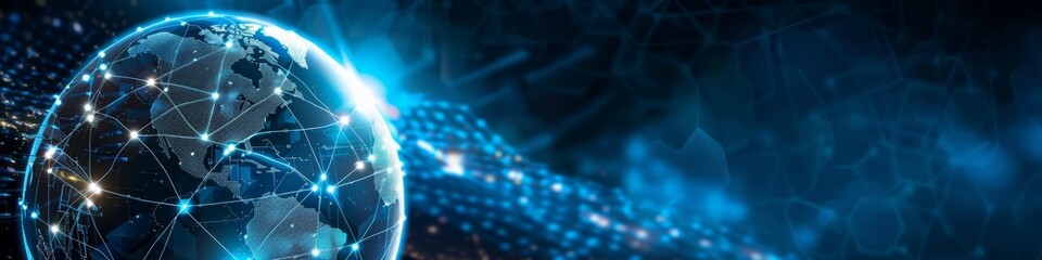 High-Tech Financial Network Concept Depicted with Globe on Economic Background: AI-Generated High-Resolution Wallpaper for Finance and Technology Marketing