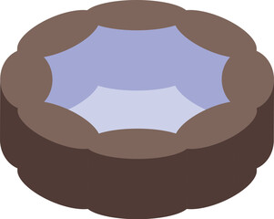 Blue inflatable pool with clean water standing on the ground