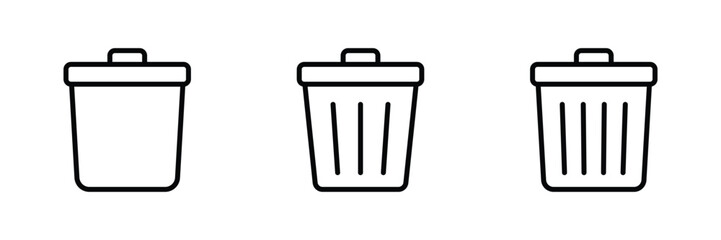 trash can icon set, Trash bin icon vector