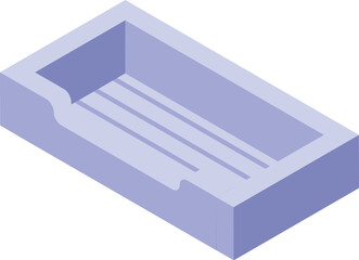 Empty soap dish standing on bathroom sink for washing hands, body, face hygiene