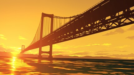 Fototapeta premium 大きな橋のシルエット、夕日7