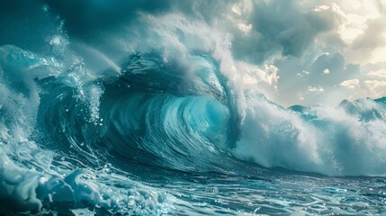 crashing huge waves in the ocean