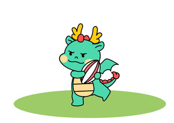 럭비를 하는 용 캐릭터