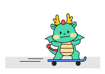 스케이트 보드를 타는 용 캐릭터