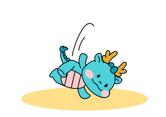 브레이크 댄스를 추는 용 캐릭터. 브레이킹