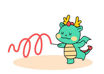 리듬체조 리본 동작을 하는 용 캐릭터.