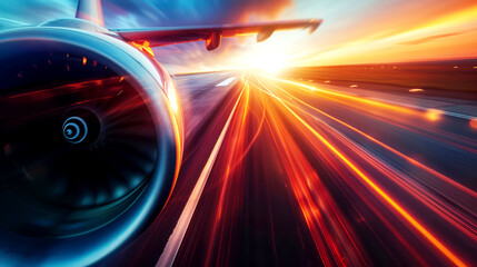 closeup high speed of jet plane motion blur