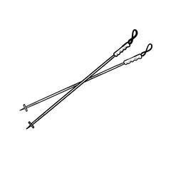 ski sticks handdrawn illustration