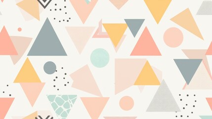 A cute, flat style illustration of geometric triangles and hexagons in pastel colors, background, wallpaper
