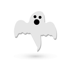 Halloween ghost scary monster autumn holiday spooky spirit flying ghost icon with cute spooky happy and funny faces poster or banner vector illustration