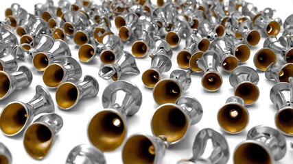 Old brass bells, isolated on white, often used in churches and ships for decoration and signaling