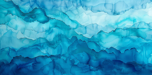 Obraz premium Abstract Watercolor Blue Turquoise Teal Underwater Wave Background Calm Ocean Art