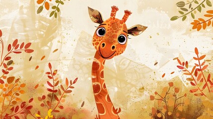Fun giraffe on white background. 