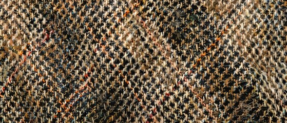 Panoramic close-up, high detail scan of tweed material, Generative AI