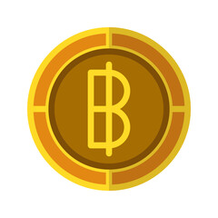 Baht coin icon. Currency flat icons with golden color, Thai money symbols. Vector Illustrations.