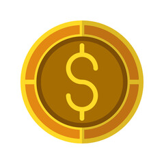 Dollar coin icon. Currency flat icons in golden color, symbol of American money. Vector Illustrations.