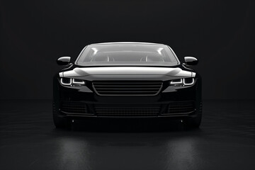 Front view of a generic and brandless modern car on a black background