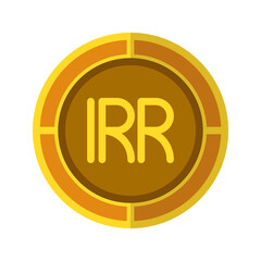 Rial coin icon. Currency flat icons in golden color, symbol of Iranian money. Vector Illustrations.