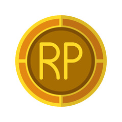 Rupiah coin icon. Currency flat icons in golden color, symbol of Indonesian money. Vector Illustrations.