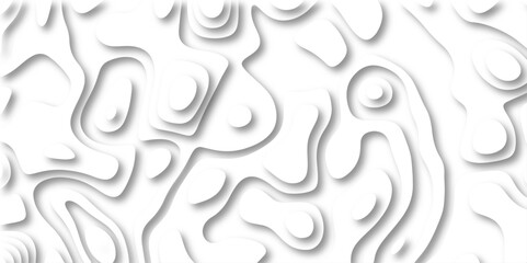 Abstract wavy line 3d paper cut white background with shadows. Abstract realistic papercut decoration textured with wavy layers. Topographic contour lines vector map seamless pattern vector.