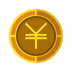 Yen coin icon. Currency flat icons in golden color, symbol of Japanese money. Vector Illustrations.